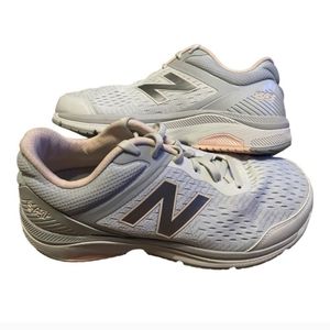 EUC NEW BALANCE WALKING SHOES ~ WOMEN'S 13D (EXTRA WIDE) 45.5 EU ~ WHITE + PINK